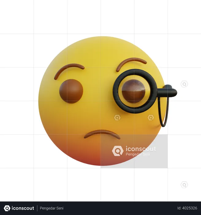 Monocle emoticon like detective Emoji 3D Illustration