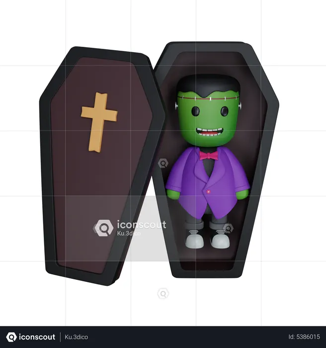 Monster in coffin  3D Icon