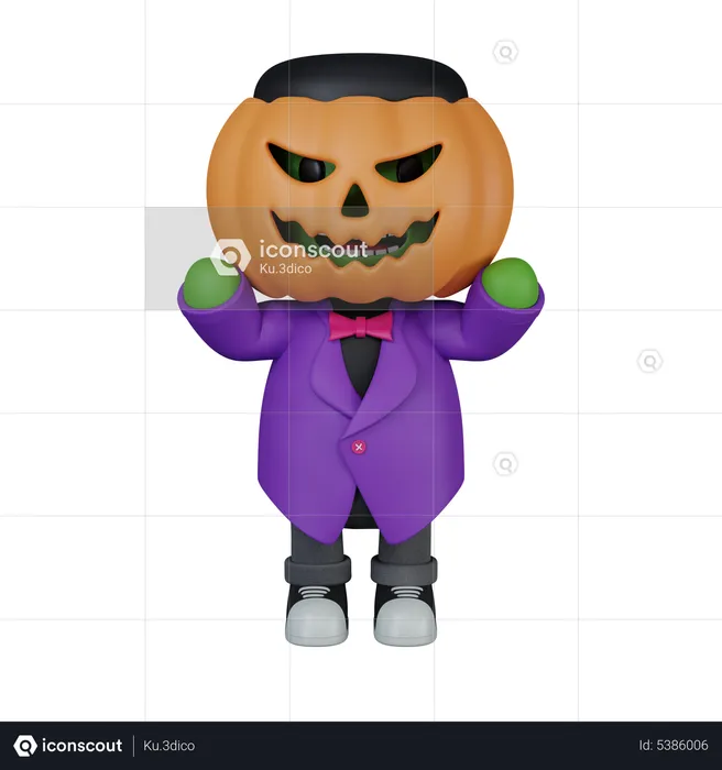Monster pumpkin head  3D Icon