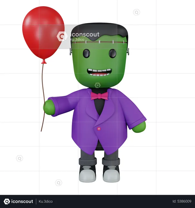 Monster with baloon  3D Icon