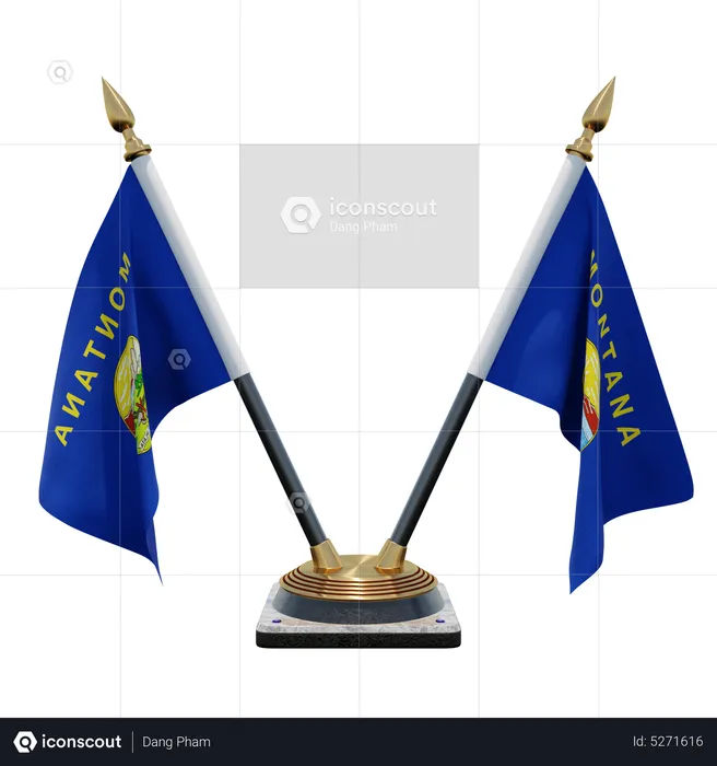 Montana Double (V) Desk Flag Stand Flag 3D Icon