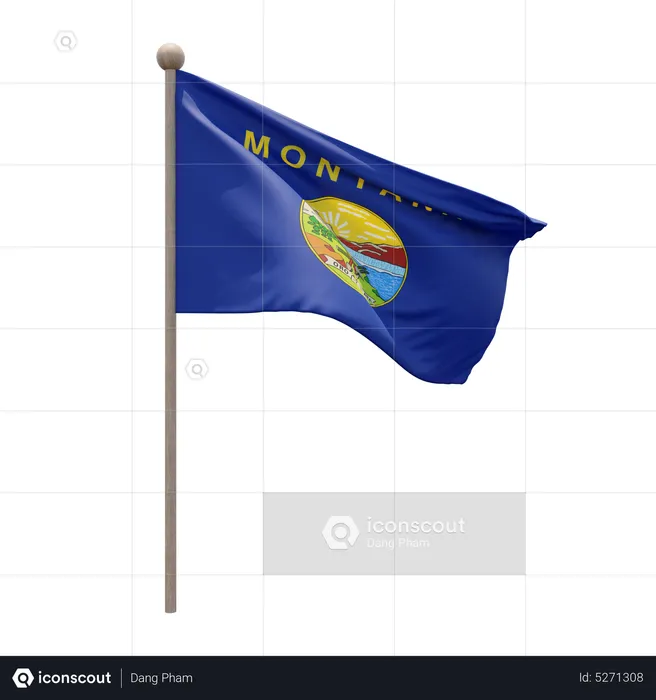 Montana Flagpole Flag 3D Icon