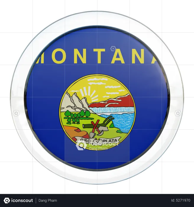 Montana Round Flag Flag 3D Icon