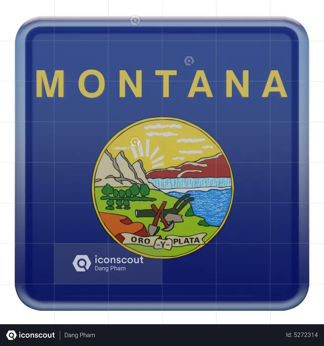 Montana Square Flag Flag 3D Icon