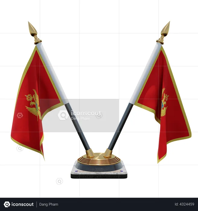 Montenegro Double Desk Flag Stand Flag 3D Flag