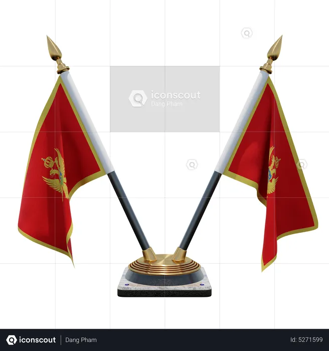Montenegro Double (V) Desk Flag Stand Flag 3D Icon