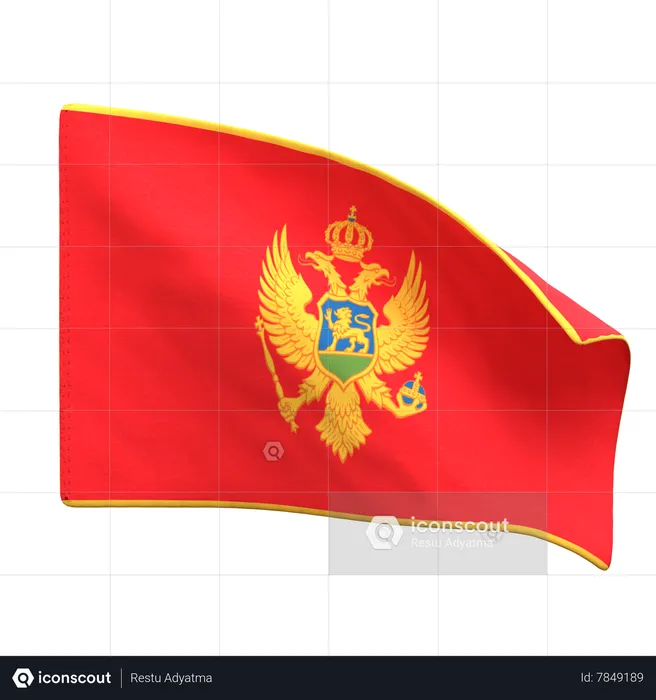 Montenegro Flag Flag 3D Icon