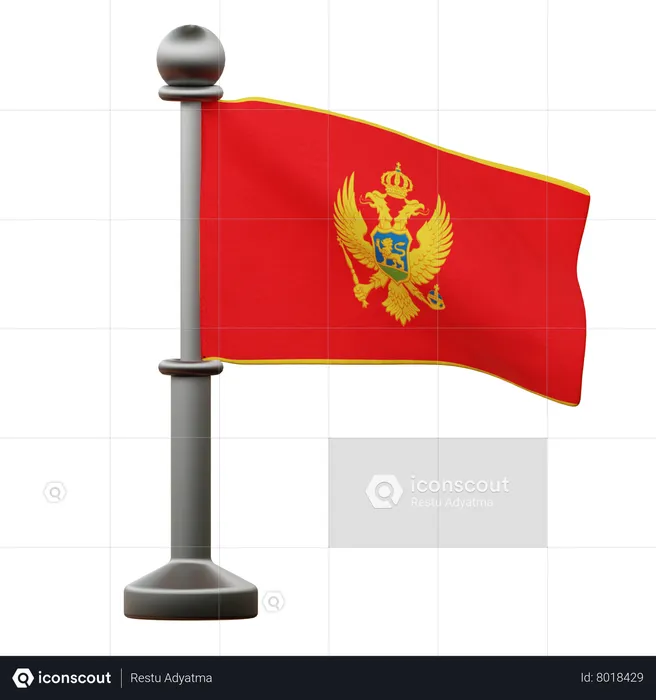 Montenegro Flag Flag 3D Icon