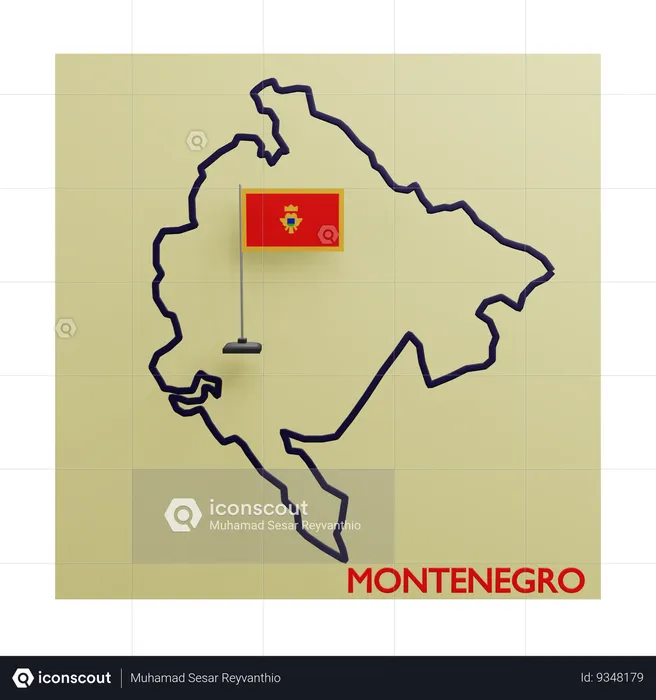 Montenegro map Flag 3D Icon