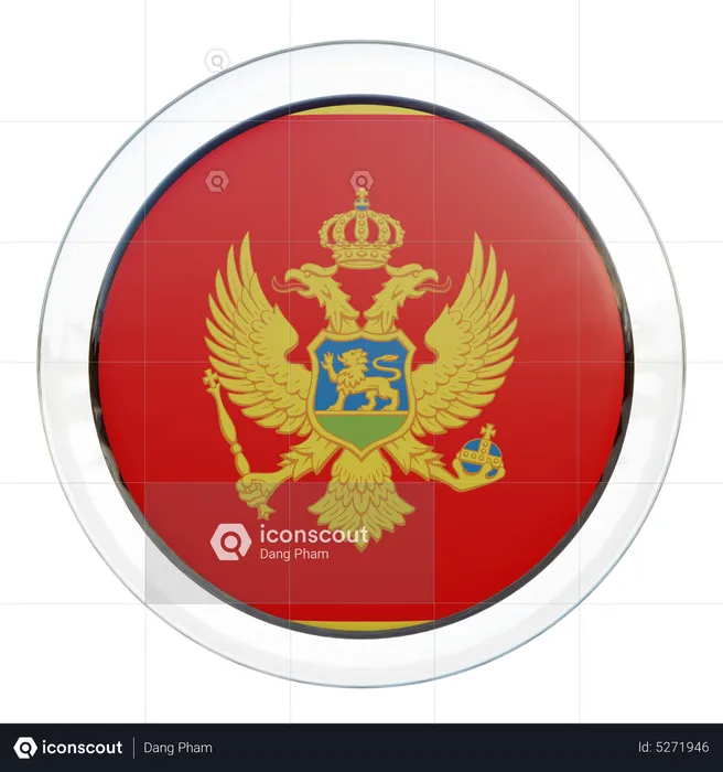 Montenegro Round Flag Flag 3D Icon