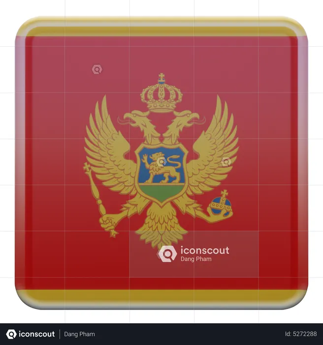 Montenegro Square Flag Flag 3D Icon