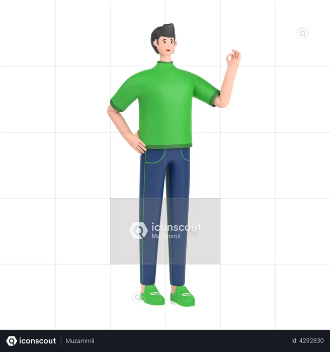 Garçon montrant une belle pose de geste  3D Icon