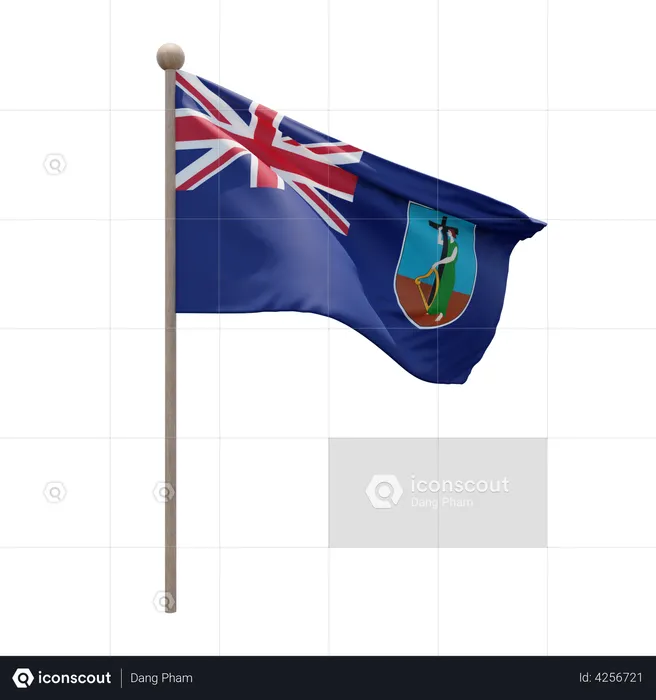 Montserrat Flagpole Flag 3D Flag