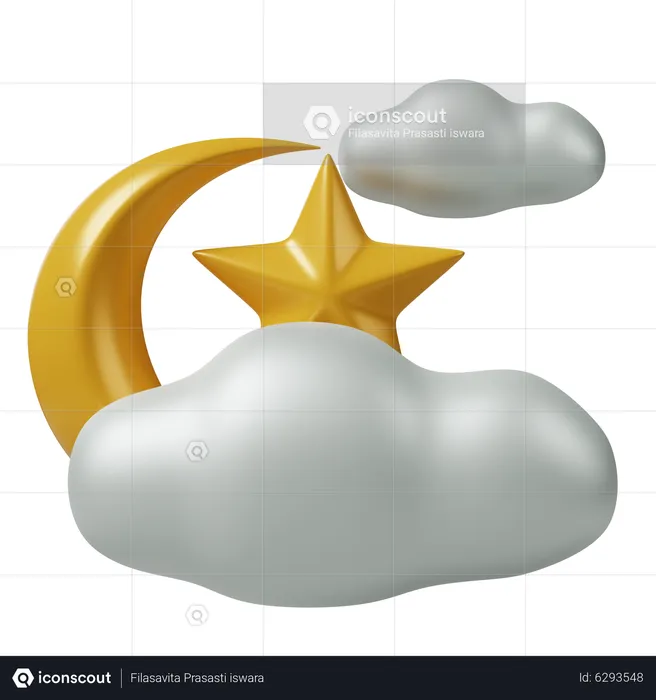Moon and cloud  3D Icon