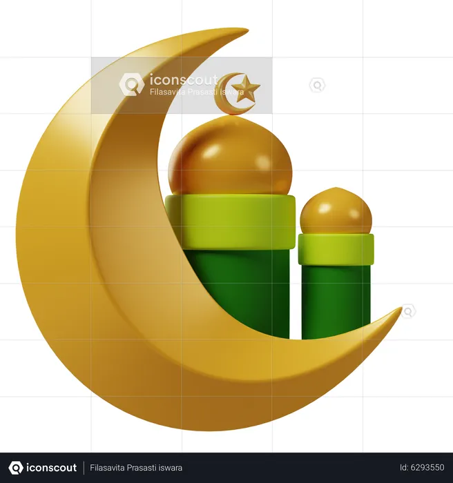 Moon and dome  3D Icon