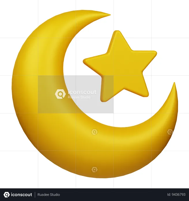 Moon and Star  3D Icon