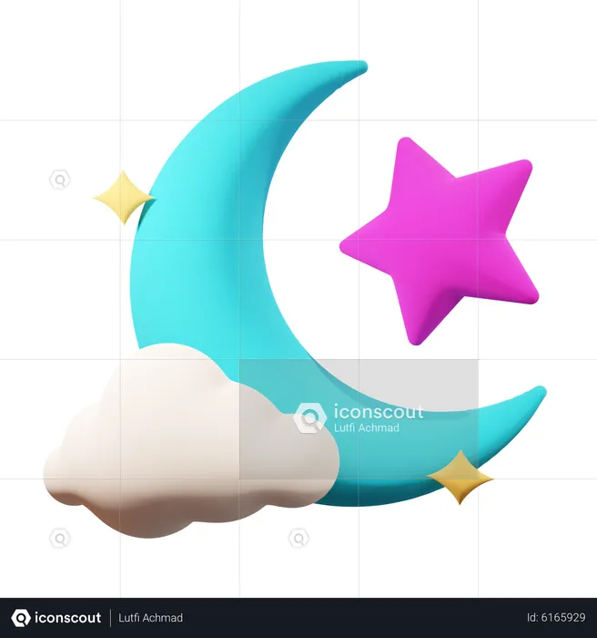 Moon And Star  3D Icon