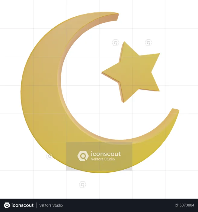 Moon and Star Symbol  3D Icon