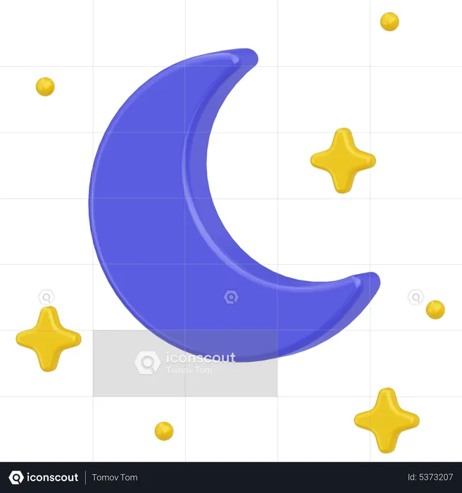 Moon and stars  3D Icon