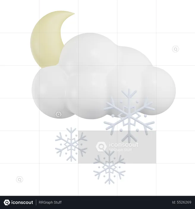 Moon Cloud Snow Rain  3D Icon