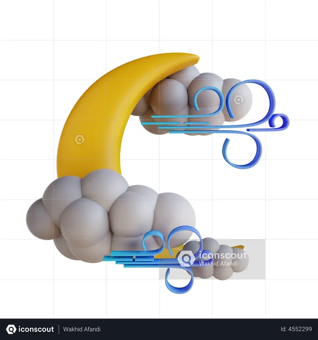 Moon Cloud With Wind  3D Illustration