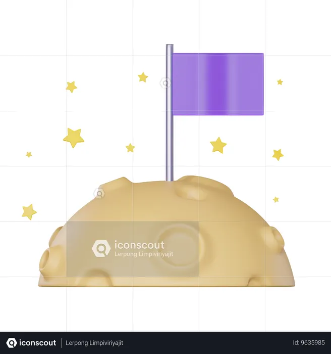 Moon Flag  3D Icon