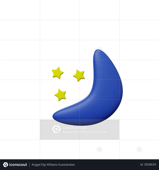 Moon With Star  3D Illustration