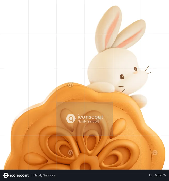 Mooncake and Rabbit 3D Icon