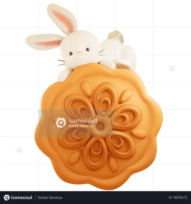 Mooncake and Rabbit  3D Icon
