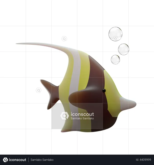 Moorish Idol  3D Illustration