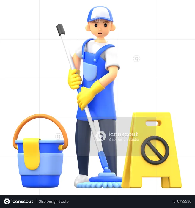 Mopping the floor  3D Illustration