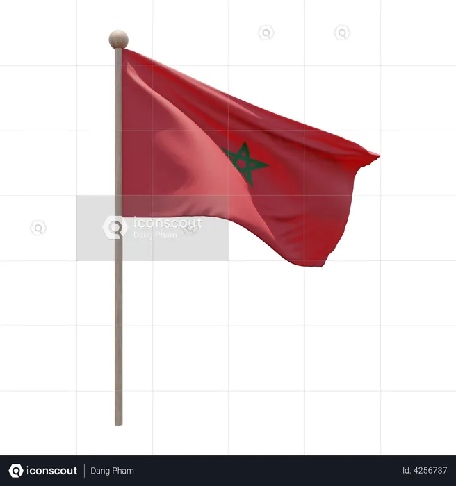 Morocco Flagpole Flag 3D Illustration