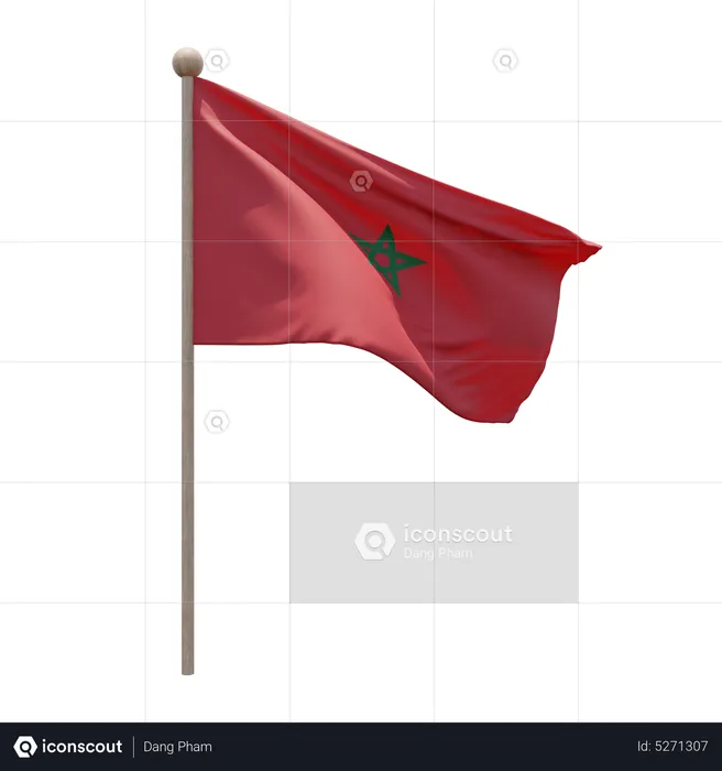 Morocco Flagpole Flag 3D Icon