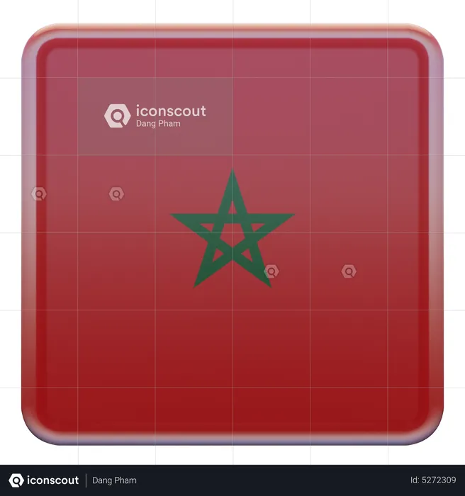 Morocco Square Flag Flag 3D Icon