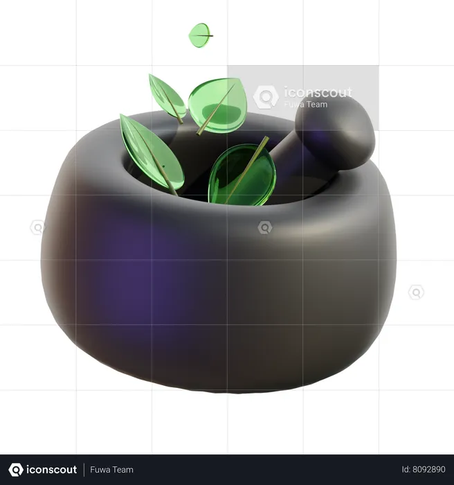 Mortier et herbes  3D Icon