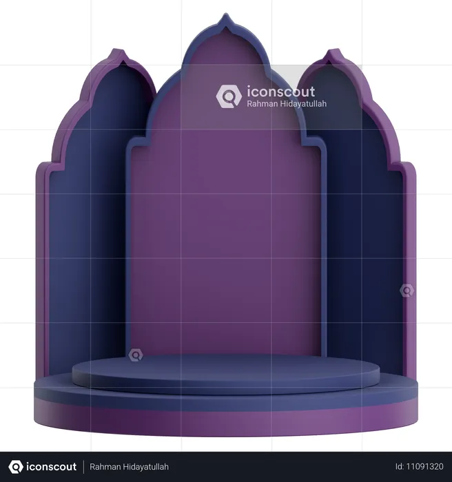 Moschee-Tür mit Podium für Ramadan-Feier  3D Illustration