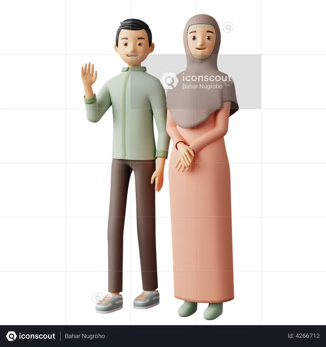 Moslem Couple  3D Illustration