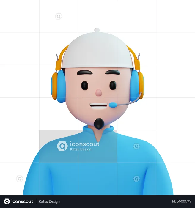 Moslem Male Customer Call Service  3D Icon
