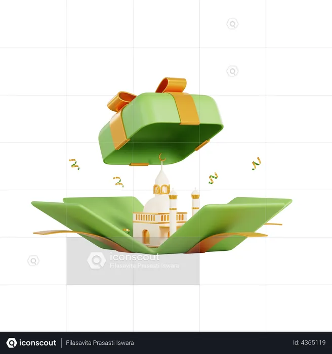 Mosque gift box  3D Illustration