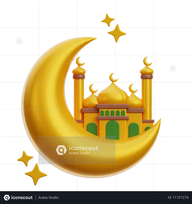 Mosque Moon  3D Icon