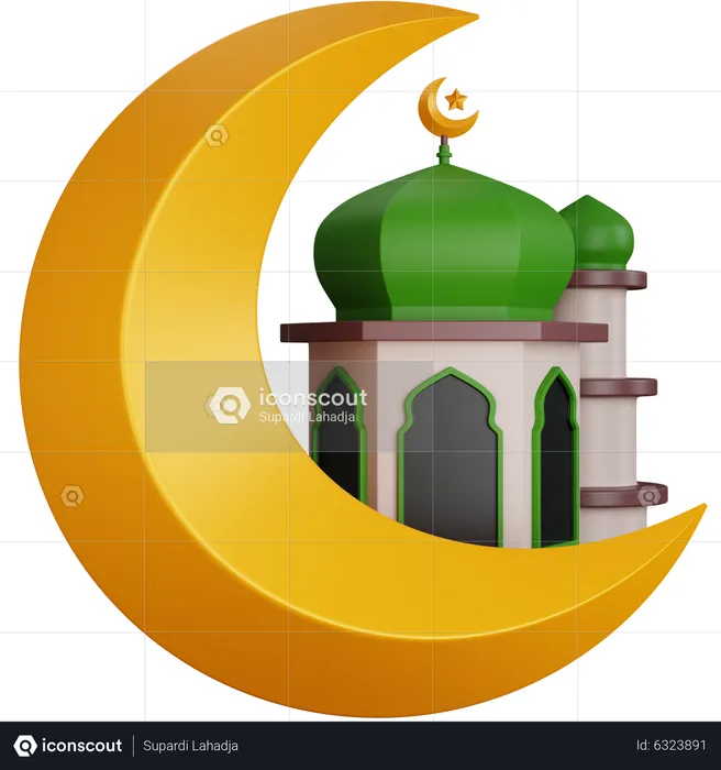 Mosque With Moon  3D Icon