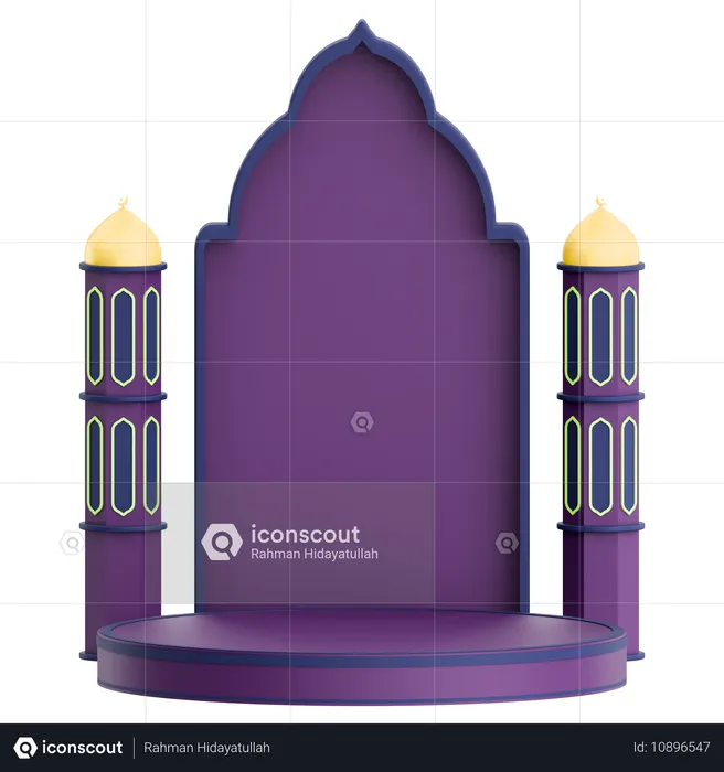 Porte de la mosquée avec podium pour la célébration du Ramadan  3D Icon