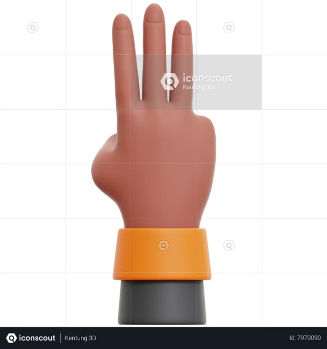 Mostrando el gesto de la mano número tres Emoji 3D Icon