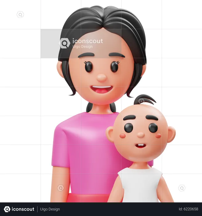 Mother And Son  3D Icon