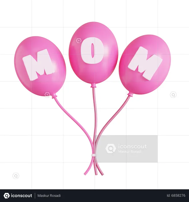 Mother Day Balloons  3D Icon