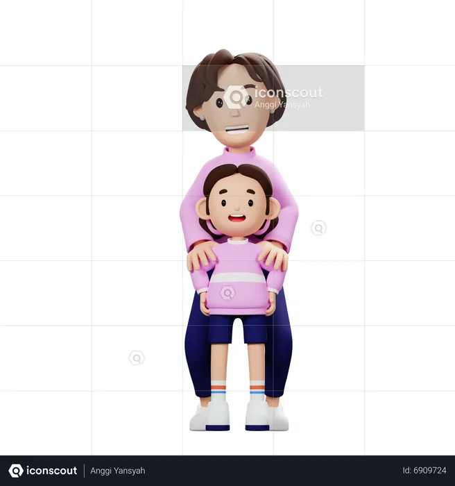 Mother Lifting To His Son  3D Illustration