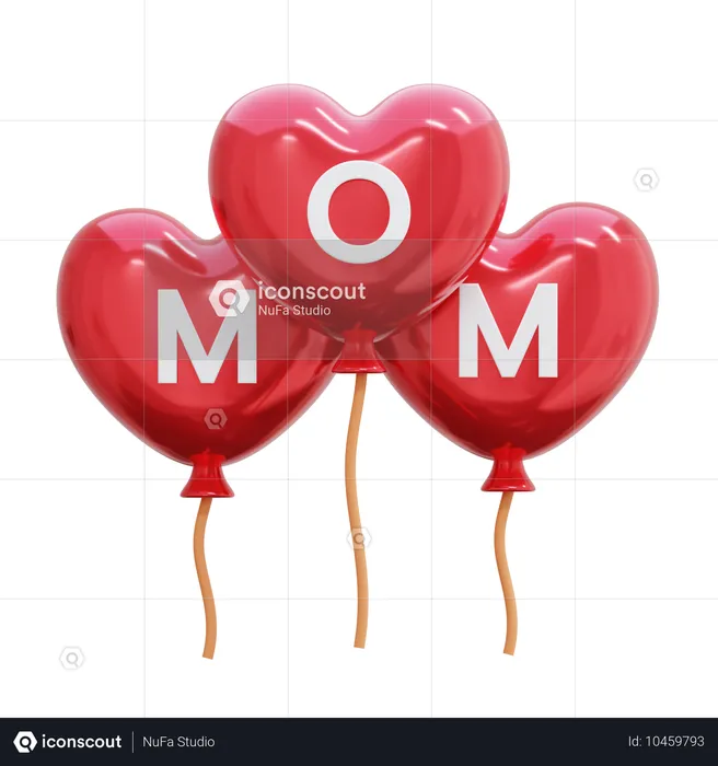 Mothers Day Balloons  3D Icon