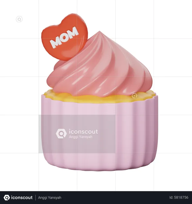 Mothers Day Cupcake  3D Icon