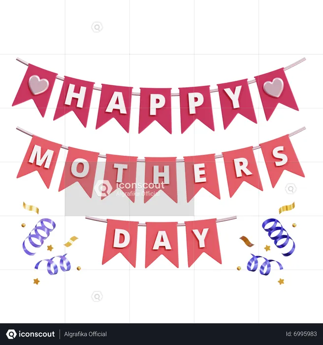 Mothers Day Decorative Flag  3D Icon