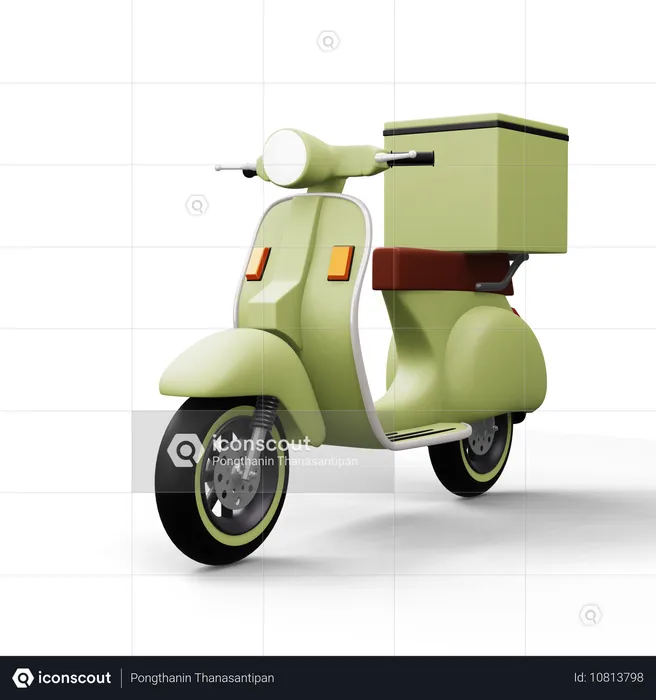 Motocicleta com caixa de encomendas  3D Icon